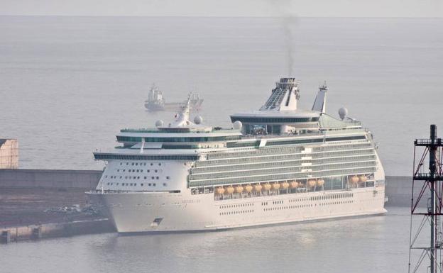 El 'Navigator of the Seas', en el puerto de El Musel en octubre.