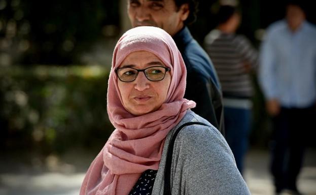 Rhimou Ben Youssef a su llegada a la Audiencia Nacional./Efe