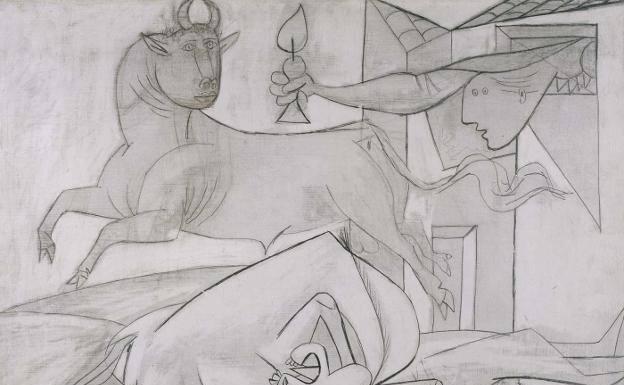 Detalle de ‘Estudio de composición (V). Boceto para Guernica’. /