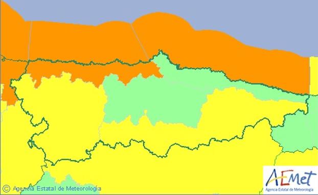 Imagen de la previsión de la Aemet para el viernes en Asturias.