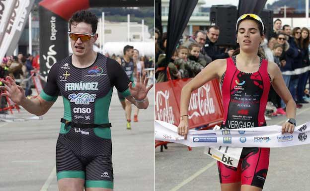 Luis Fernández Zapico y Lucía Vergara, cruzando la línea de meta. /JOAQÍN PAÑEDA