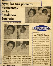 8 DE AGOSTO DE 1968. Información de EL COMERCIO donde se recogen los primeros nacimientos registrados en Cabueñes. Fueron una niña y dos niños. / E. C./