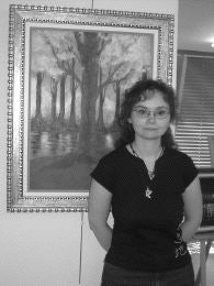 ARTE. Diana Sobrado, ante una de las obras. / A. S./