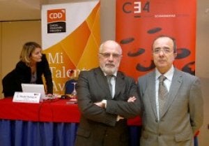 Plácido Rodríguez y Miguel de la Fuente, ayer en Gijón. ::
J. BILBAO/