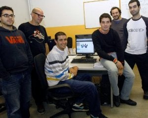 Alberto Marugán, Carlos Cuervo, Fernando Menéndez, Alejandro Alonso, Mateo Montoto y Eduardo Rodríguez, ayer en Quantobit. ::
MARIETA/