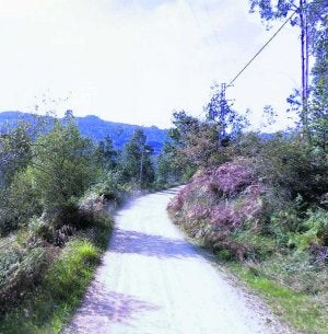 Estado actual del camino de Rioseco, que se asfaltará e incluirá una senda peatonal. ::
E. C./