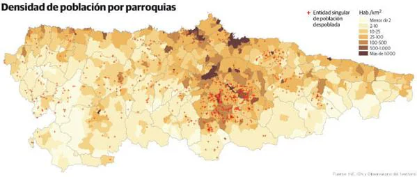 Densidad de población por parroquias. / PABLO LORENZANA