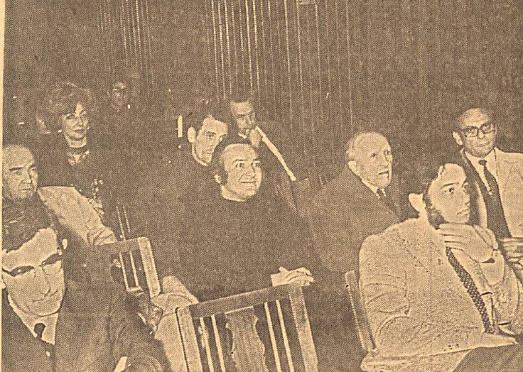Nicanor Piñole, second from the right in the second row, was among those attending the exhibition.